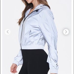 Reflective Zip Up Windbreaker Silver